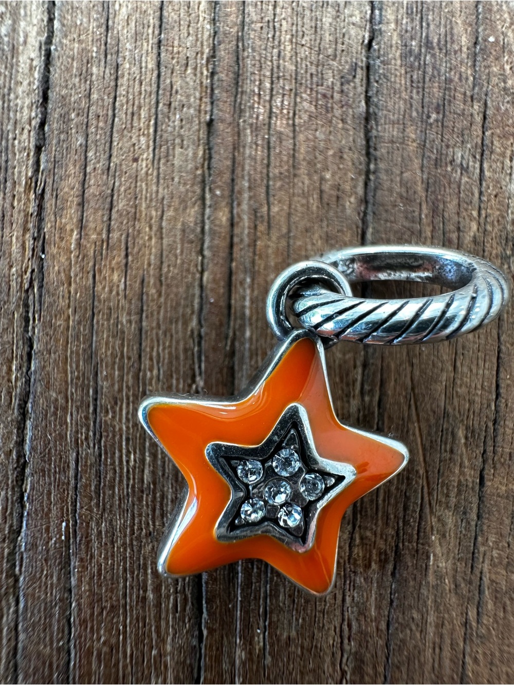 Sterling Silver Orange Star Charm with Heart Accent - Picture 4 of 5